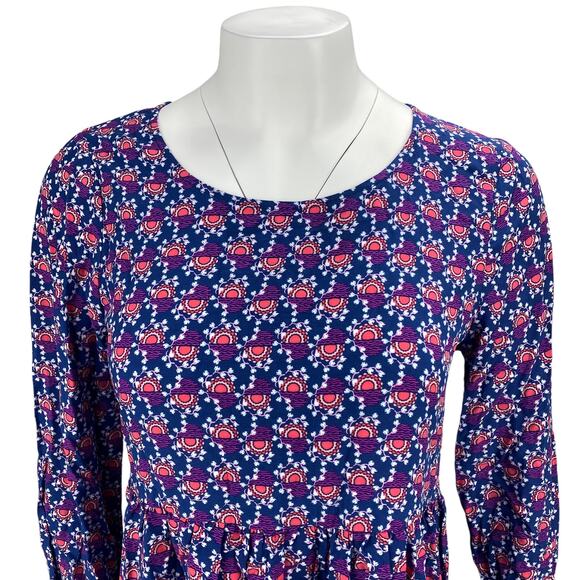 JANE AND DELANCEY Anthropologie Patterned Peasant Blouse Sz Small - Picture 2 of 5